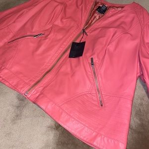 💖NWT LaneBryant Faux Leather Coral Jacket 22/24💖